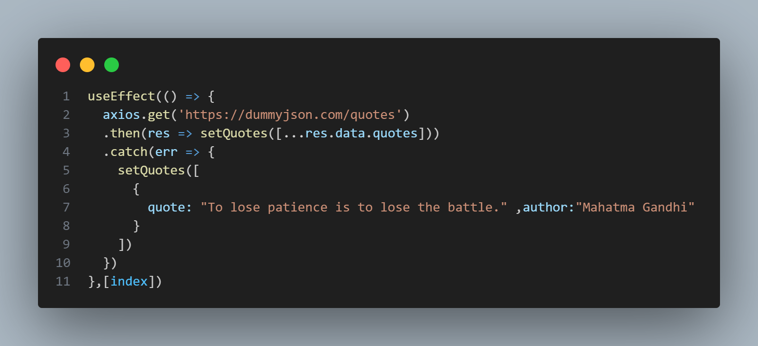 axios code snippet