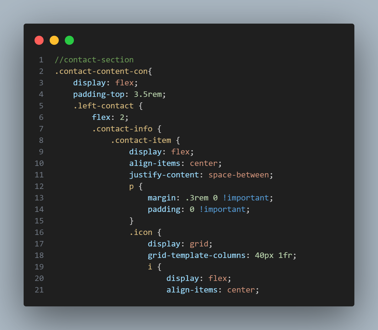 sass code snippet 3